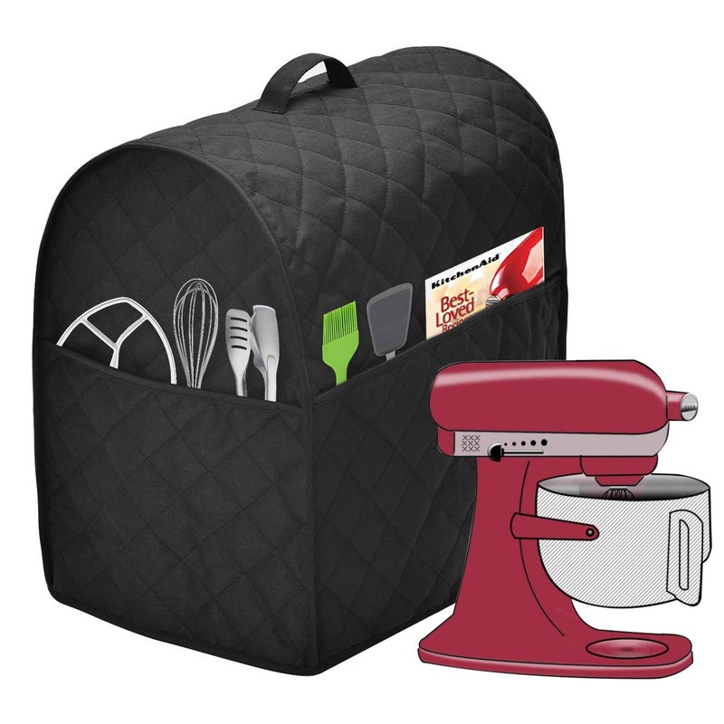 NALAN Stand Mixer Dust Cover with 3 Pockets Compatible with KitchenAid Tilt Head, Easy Cleaningï¼ŒCan Ironable (Black, Fits for 4.5-Quart and All 5-Quart) - Image 1